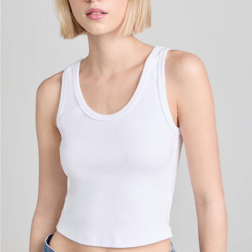 Perfectwhitetee Blondie Structured Cropped Fitted Ribbed Tank White